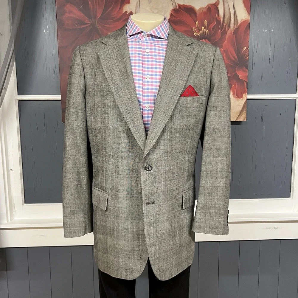 Tom James Blazer Bespoke Custom Fit Tailored Sport Coat Mens 44-Extra Long Gray